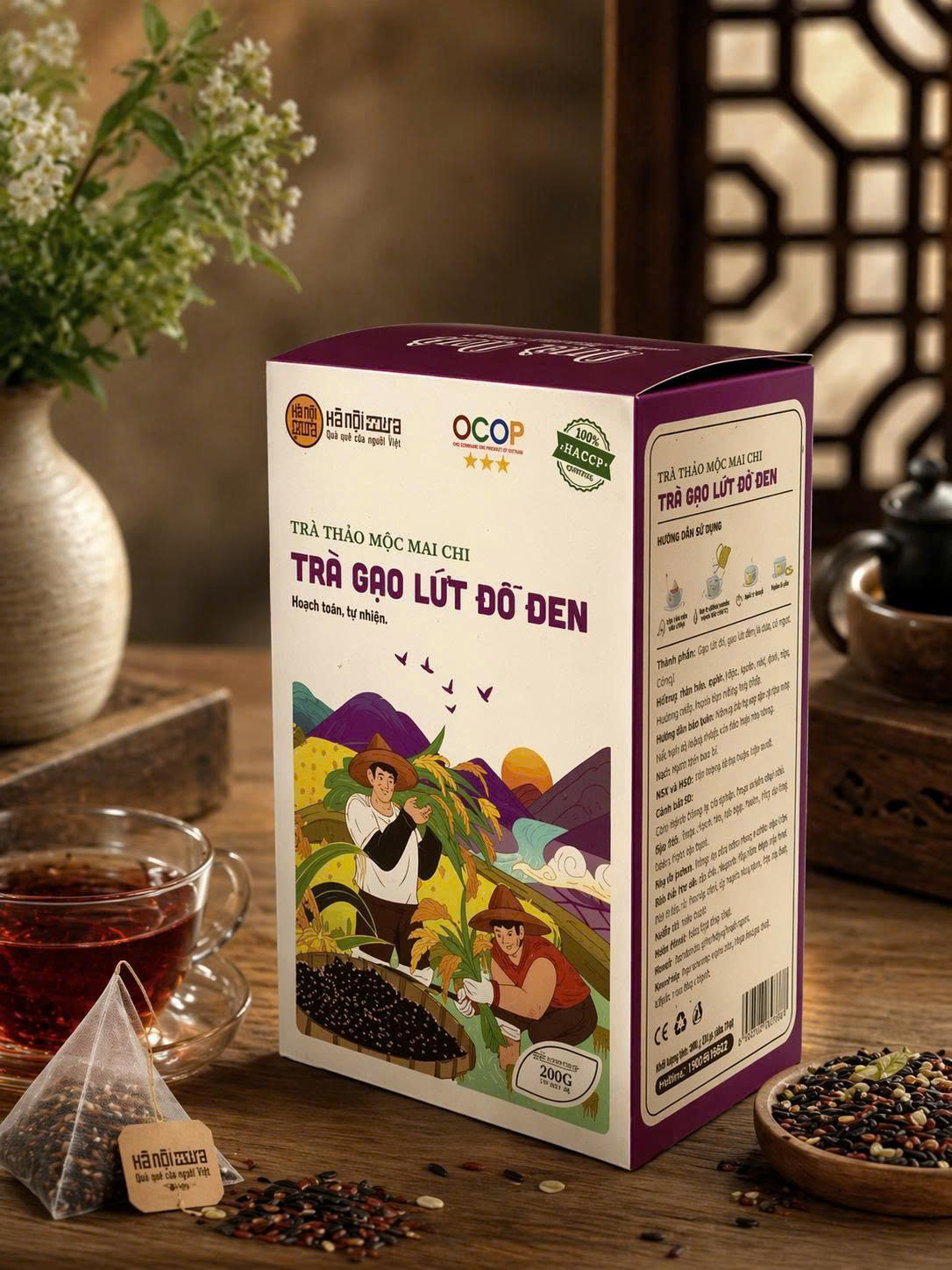 Trà Gạo Lứt Đỗ Đen – Hà Nội Xưa giúp  thanh lọc gan, giảm cân, tăng cường hệ miễn dịch